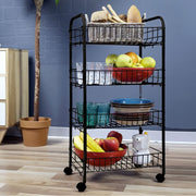 Carrello scaffale 41x26,5x75 cm in metallo da cucina con 4 ripiani e ruote