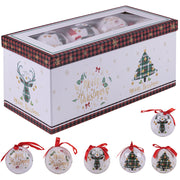 Scatola box 14 palle di Natale diametro 7,5 cm con laccetto XMas Chic