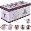 Scatola box 14 palle di Natale diametro 7,5 cm con laccetto XMas Chic