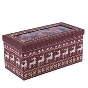 Scatola box 14 palle color bordeaux di Natale diametro 7,5 cm con laccetto e fiocco XMas Chic