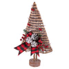 Albero di natale piccolo h40 cm da tavolo in rattan decorato con pigne e fiocco tartan Santa's House