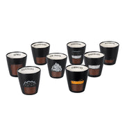 Tazzine da caffè a bicchiere in ceramica stoneware nero decorato da 90 ml senza manico set 8 pezzi