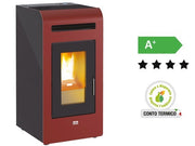 Stufa a pellet 12,5 kW Queen Plus HE 14 Canalizzata Bordeaux