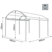 Gazebo arcato 3x4 mt con telo in poliestere rimessa auto copertura ombreggiante Gwenda