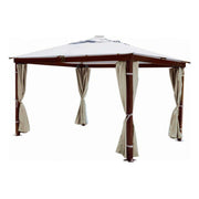 Gazebo da esterno 3x4 mt struttura in legno e telo in poliestere con tende perimetrali Scarlett