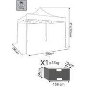 Gazebo in acciaio e poliestere 3x3 mt Laila