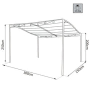 Gazebo veranda in acciaio pergola addossata autoportante 3x2,5 mt Cleopatra