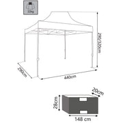 Gazebo in acciaio telescopico telo in poliestere con sacca mt 3x4,5 Kate