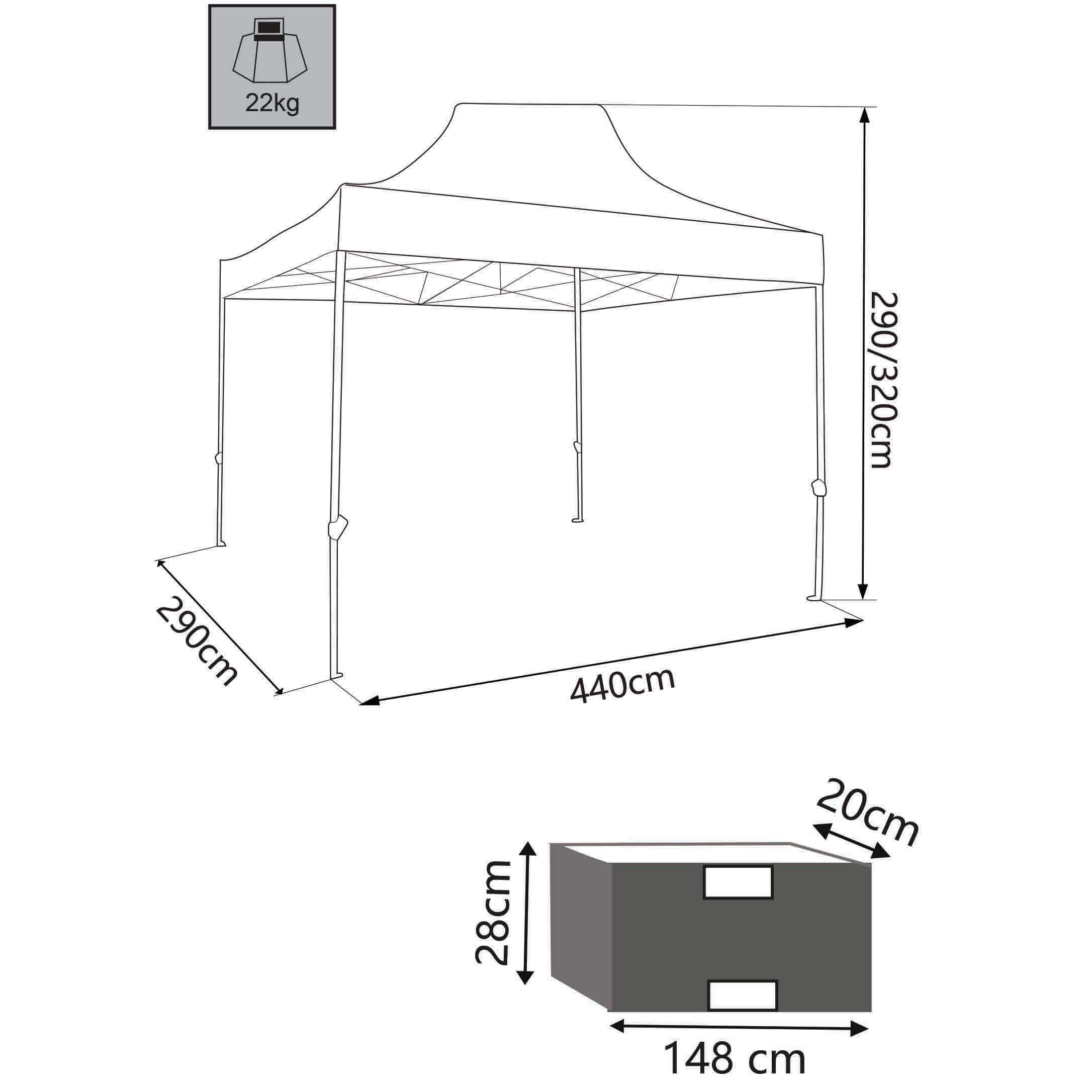 Gazebo 350x350 cm da esterno giardino con struttura in acciaio resistente e  copertura irregolare in poliestere Alicante