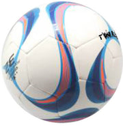 Pallone palla da calcio in cuoio bianco blu e arancione