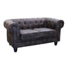 Divano 2 posti in ecopelle Vintage Marrone Chesterfield