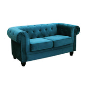 Divano 2 posti in Velluto Blu Chesterfield