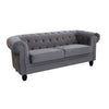 Divano 3 posti in Velluto Taupe Grigio Chesterfield