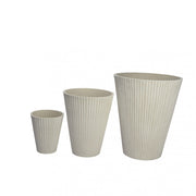 Vaso tondo a cono da esterno giardino in fibra di argilla decorata a righe verticali 30x30x25 cm Arnica