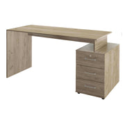 Scrivania larga 140x60 cm porta pc da interno camera da letto in legno nobilitato con 3 cassetti laterali Desk