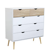 Mobile cassettiera in legno naturale bianco con 5 cassetti 99x39xH101 cm SPENCER