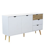 Mobile credenza madia da interno in legno con 2 ante e 3 cassetti 147x39x82h cm Natural White