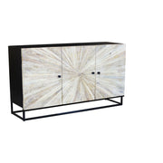 Mobile credenza da interno soggiorno salotto a 3 ante in legno di mango e struttura in metallo Linea Elegance