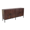 Mobile credenza coloniale da interno in legno di mango e metallo a 4 ante decorate stile wenge' intagliato a mano Linea Elegance