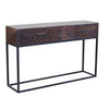 Consolle credenza da interno ingresso in legno di mango con 2 cassetti con decoro wenge' intagliato a mano Linea Elegance