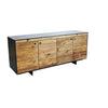 Mobile credenza da interno salotto in legno di pino a 4 ante con contorno in legno nero Linea Industrial