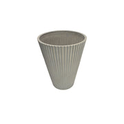 Vaso tondo a cono da esterno giardino in fibra di argilla decorata a righe verticali 30x30x25 cm Arnica