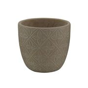 Vaso basso tondo da giardino in fibra di argilla marrone 16x16x14 cm Tarassaco