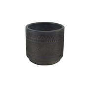 Vaso tondo piccolo da giardino in fibra di argilla decorata nera 13x13x12 cm Camelia