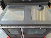 Stufa Cucina riscaldamento a Legna piano cottura in ghisa con Forno Struttura in acciaio Exclusive Inox