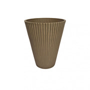 Vaso tondo a cono da esterno giardino in fibra di argilla decorata a righe verticali 30x30x25 cm Arnica