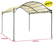 Gazebo in acciaio 3x4 mt da esterno giardino per copertura auto con telo in poliestere Pergola Maxi MKT