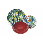 Servizio set di piatti in porcellana decorata 6 posti 18 pezzi Parrot Jungle