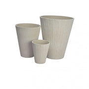 Vaso tondo a cono da esterno giardino in fibra di argilla decorata a righe verticali 30x30x25 cm Arnica