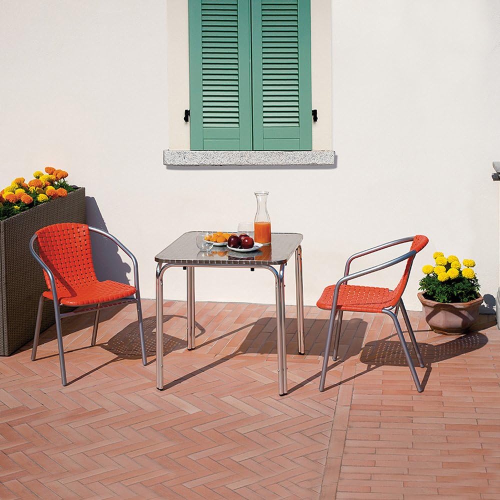 Tavolo quadrato 70x70 cm in alluminio impilabile per arredo bar da esterno  Iron Square